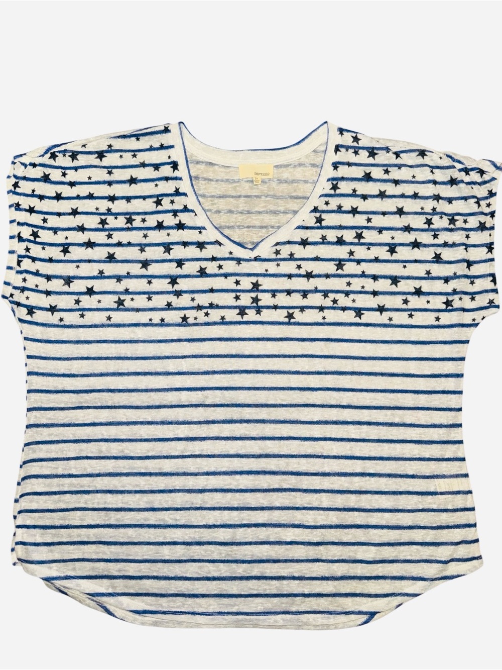 Dept 222 American Flag Star Stripe Top Women’s 2X Patriotic Dolman Tee 80